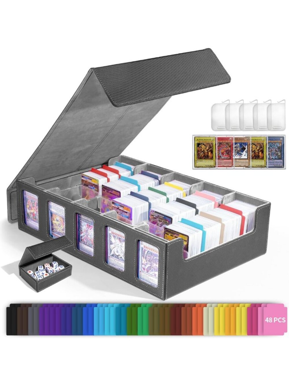 Large Trading Card Storage Box with 5 Rows & Commander Display for 3900+ Cards